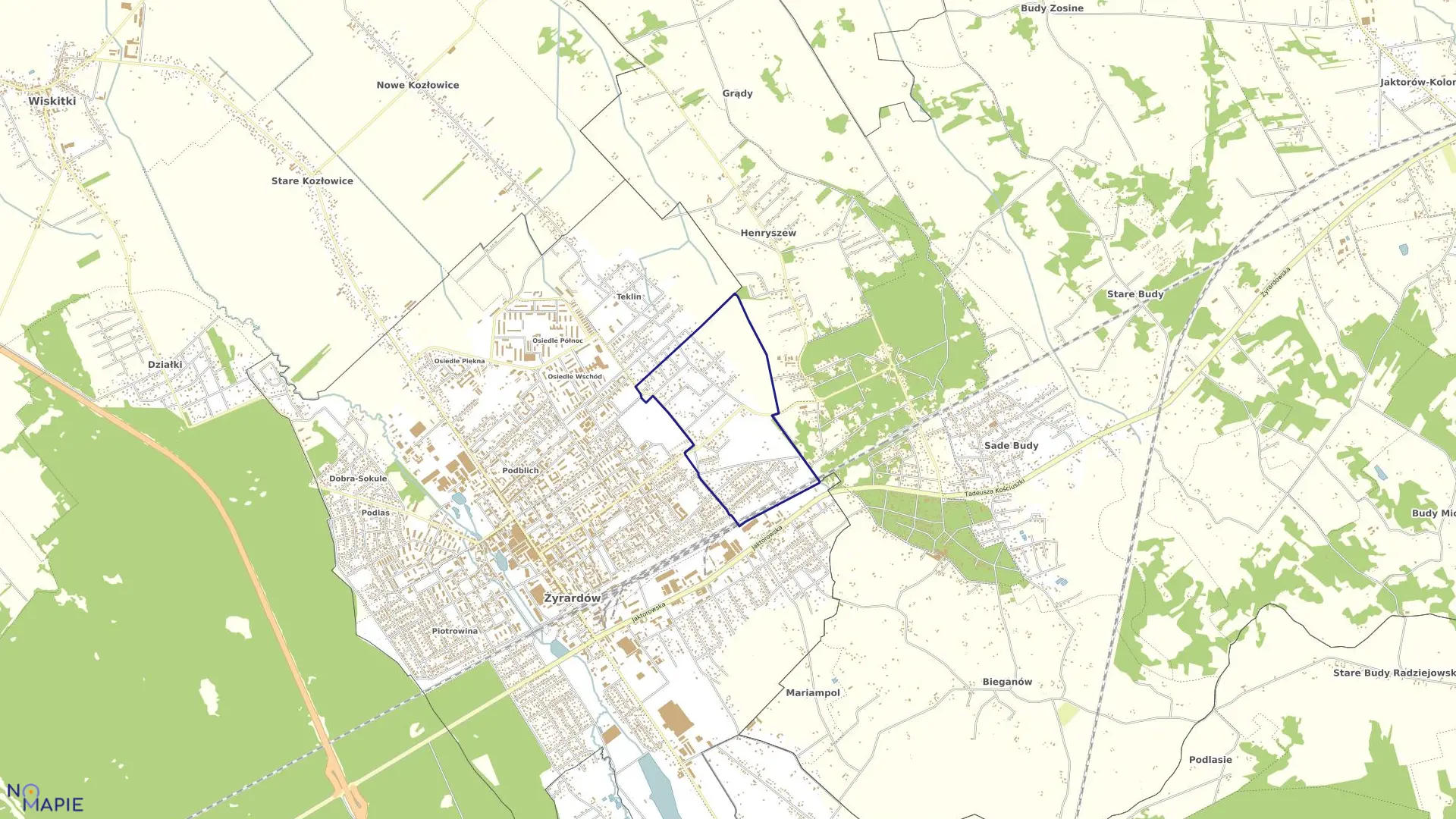 Mapa obrębu OBRĘB 5 w mieście Żyrardów