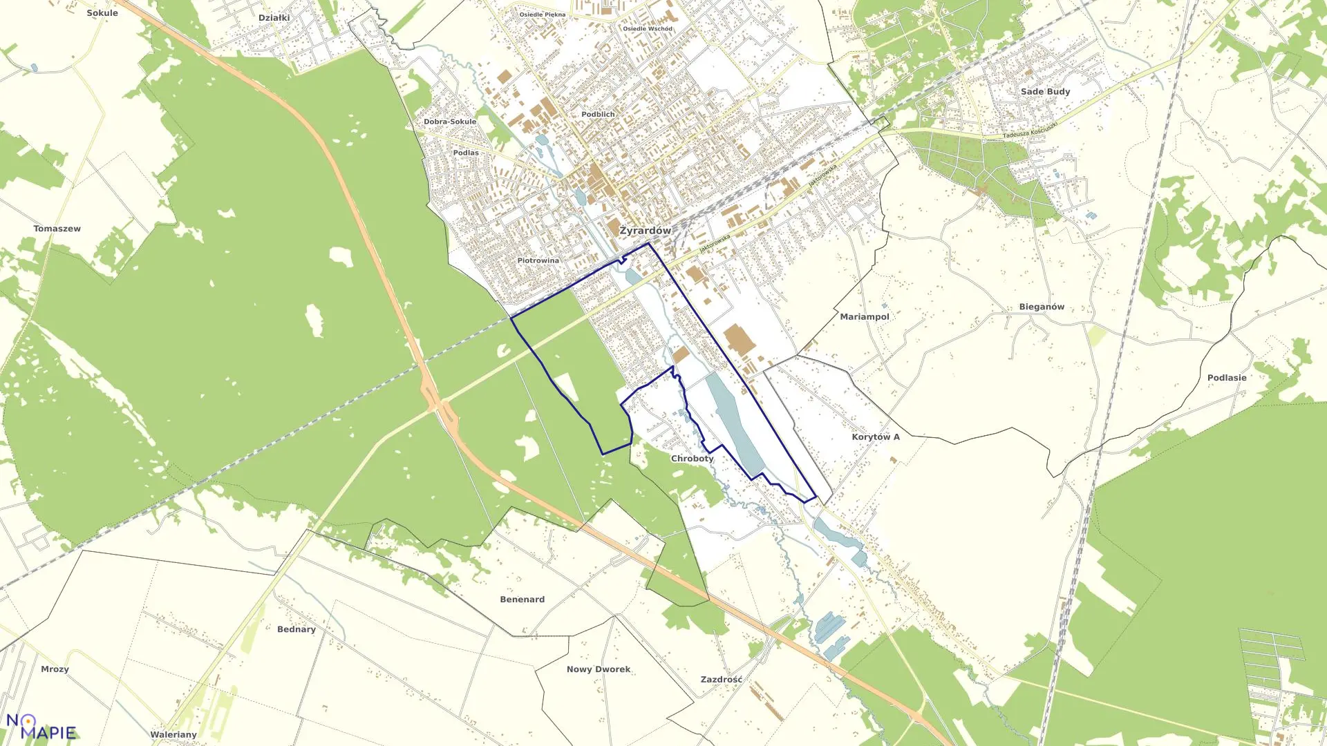 Mapa obrębu OBRĘB 7 w mieście Żyrardów